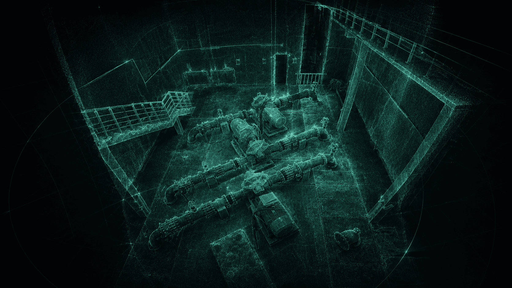 Nuage de points LiDAR d’une salle de pompage de station de dessalement