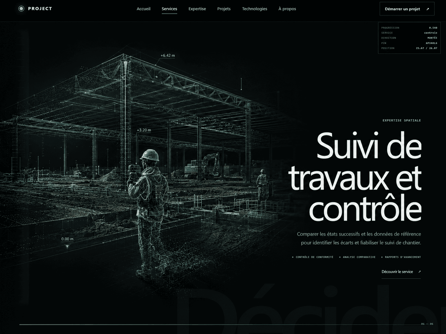 Suivi topographique du chantier de la structure métallique Marjane à Dakhla